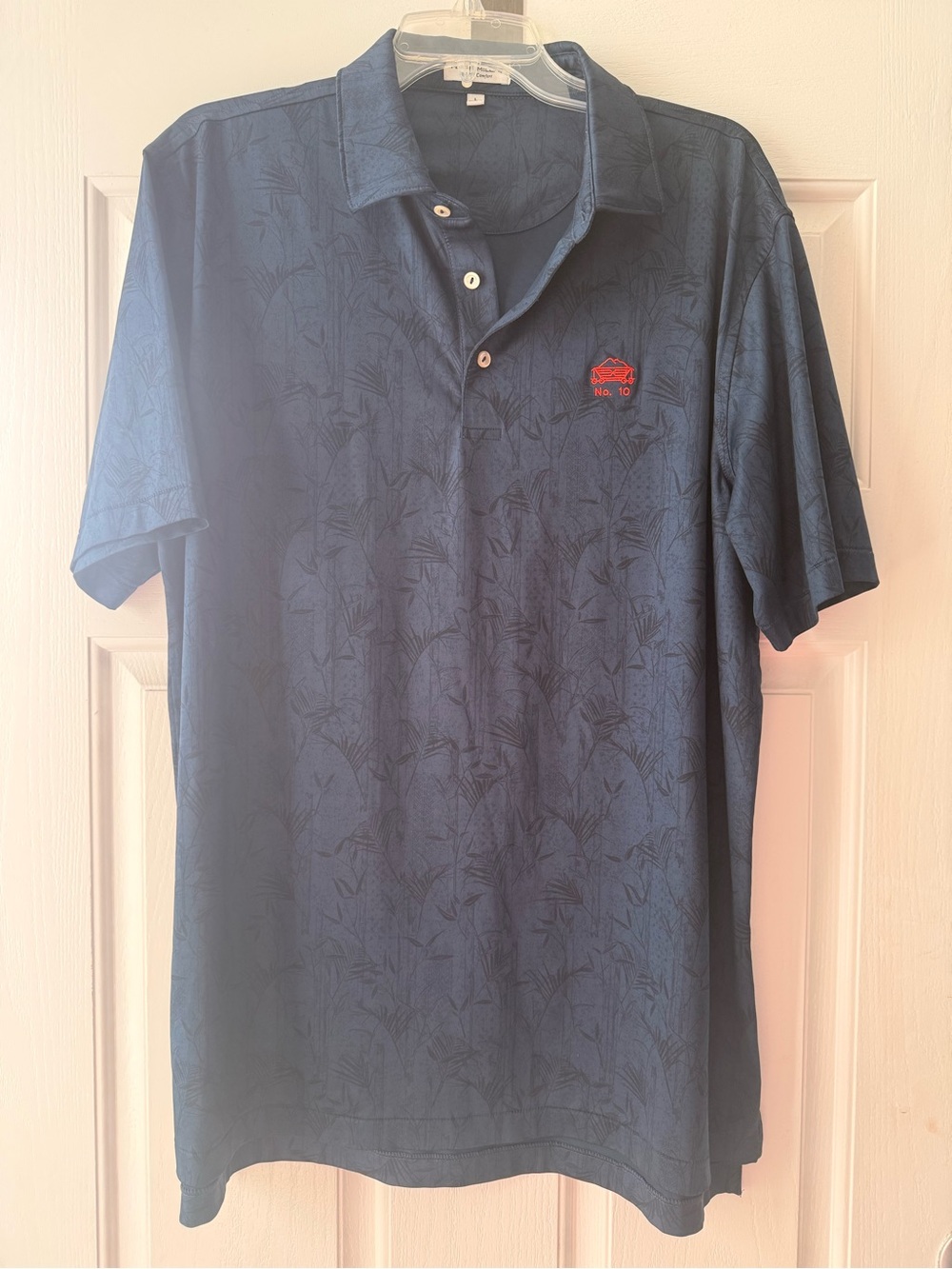 Peter Millar Navy Short-Sleeve Polo with Red Logo - Pinehurst No 10
